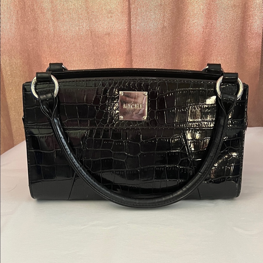 Miche Ella Crocodile Embossed Hand Bag Shoulder Bag Black